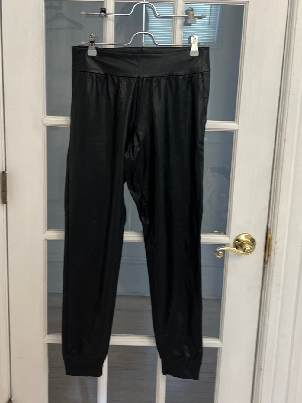 COMMANDO Women's Black Faux Leather High Waist Jogger Pants Size S